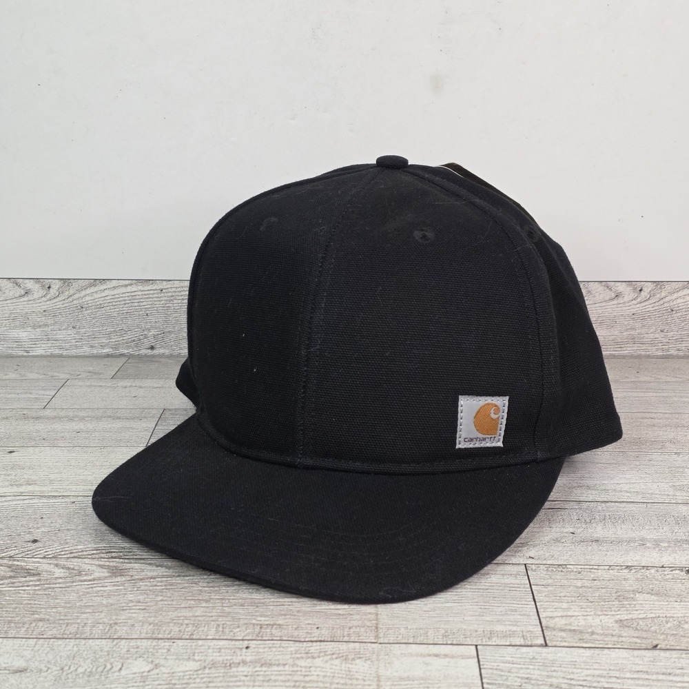 Carhartt Firm Duck Flat Brim Snapback Baseball Cap Black NWT